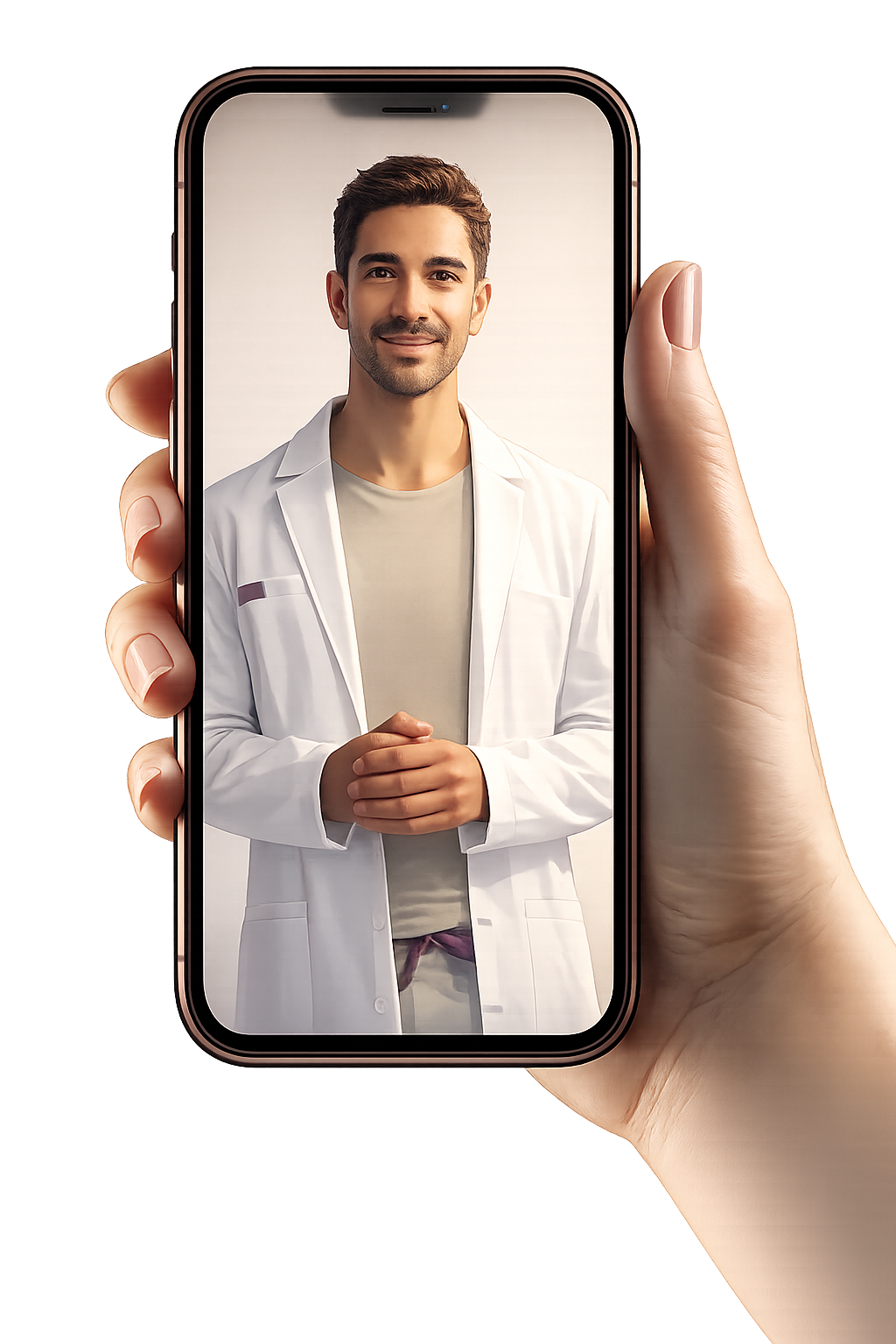 Lekarz DoctorLife podczas rozmowy wideo z telefonu